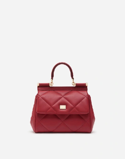 Shop Dolce & Gabbana Handbags - Small Sicily Bag In Aria Matelassé Calfskin In Red