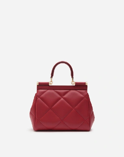 Shop Dolce & Gabbana Handbags - Small Sicily Bag In Aria Matelassé Calfskin In Red
