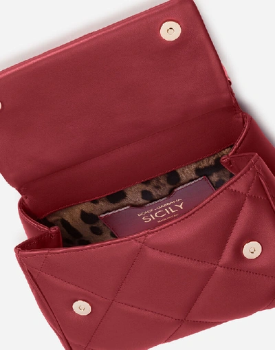 Shop Dolce & Gabbana Handbags - Small Sicily Bag In Aria Matelassé Calfskin In Red