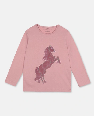 Shop Stella Mccartney Kids Horse Patch Cotton T-shirt In Pink