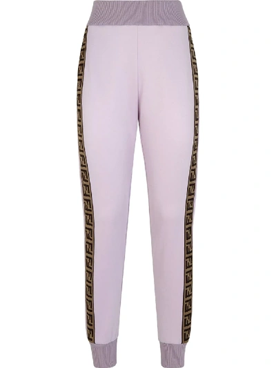 Shop Fendi Side Panel Ff Motif Track Pants In Pink