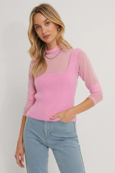 Shop Emma Ellingsen X Na-kd Fuzzy Knitted Singlet - Pink
