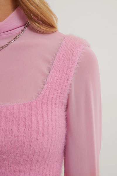 Shop Emma Ellingsen X Na-kd Fuzzy Knitted Singlet - Pink
