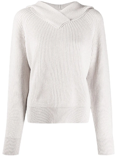 Shop Tela Hooded Knitted Jumper In White