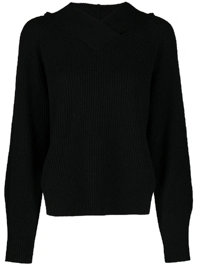 Shop Tela Hooded Knitted Jumper In Black