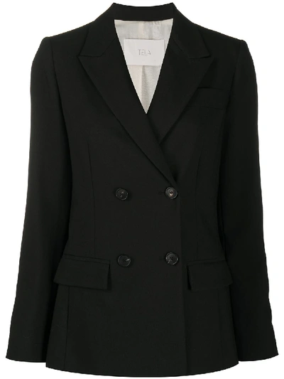 Shop Tela Double-breasted Blazer In Black