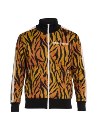 Shop Palm Angels Tiger Track Jacket In Brown White