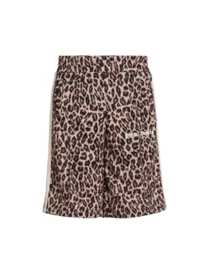 Shop Palm Angels Leopard-print Track Shorts In Yellow White