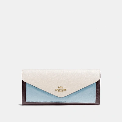 Shop Coach Soft Wallet In Colorblock In Brass/oxblood Multi