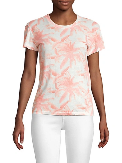 Shop Monrow Palm Tree Crewneck Tee In Baby Peach