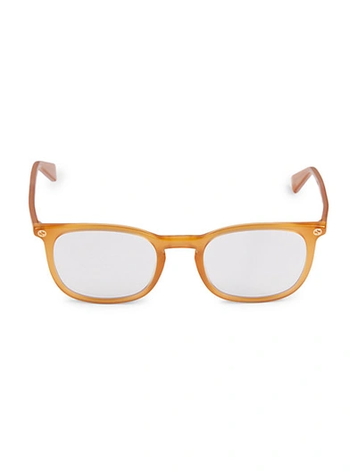 Shop Gucci 50mm Square Blue Light Blocking Reading Glasses In Yellow