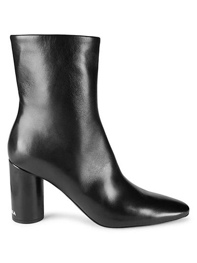 Shop Balenciaga Leather Stack Heel Booties In Black