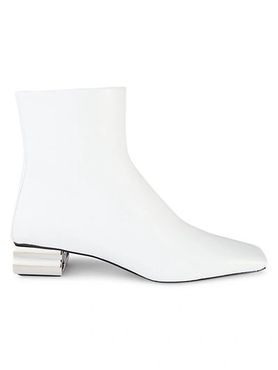 Shop Balenciaga Metal-heel Leather Booties In White Silver