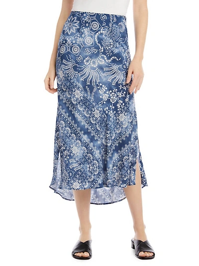 Shop Karen Kane Women's Paisley Border-print Bias Cut Skirt In Duchess Rose