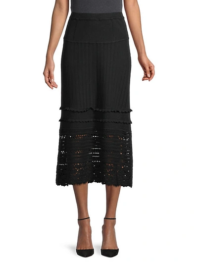 Shop Dh New York Jodi Crochet Midi Skirt In Onyx