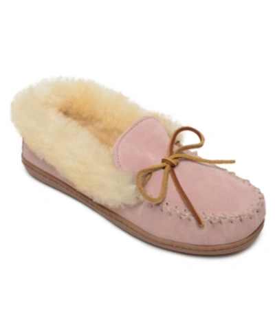 Shop Minnetonka Women's Alpine Sheepskin Moccasin Slippers Women's Shoes In Pink Blush