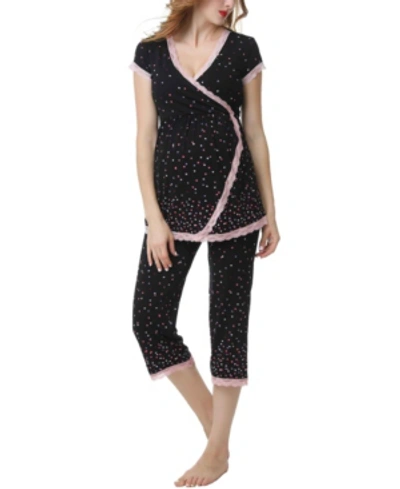 Shop Kimi & Kai Joyce Maternity Nursing Pajama Set In Black
