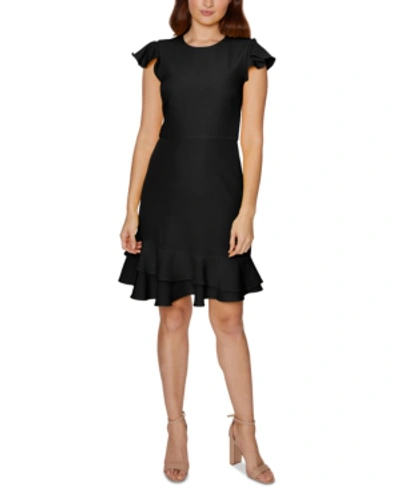 Shop Betsey Johnson Ruffle-hem Sheath Dress In Black