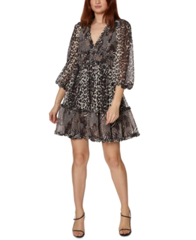 Shop Betsey Johnson Allover Animal-print Babydoll Dress In All Over Animal