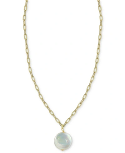 Shop Argento Vivo Cultured Freshwater Baroque Pearl 16" Pendant Necklace In 14k Gold-plated Sterling Silver In Gold Over Silver