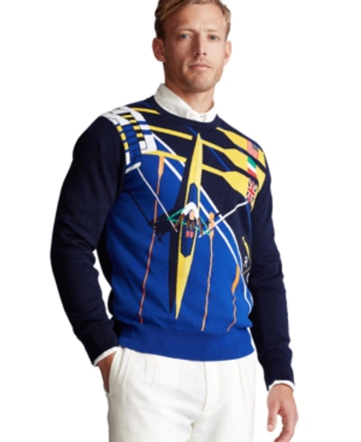 Shop Polo Ralph Lauren Men's Rowing Sweater In Navy Multi
