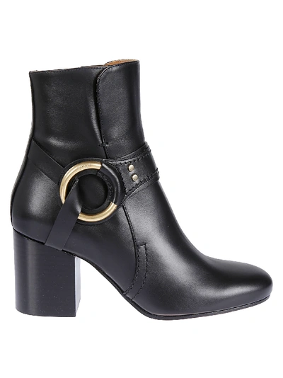 Shop Chloé Stud Leather Ankle Boots In Black