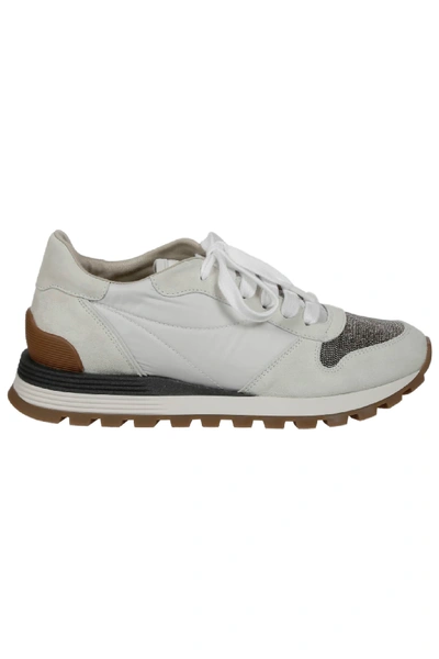 Shop Brunello Cucinelli Classic Embellished Sneakers In Bianco
