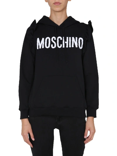 Shop Moschino Hoodie In Nero