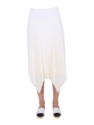 Shop Tory Burch Pleated Skirt In Bianco
