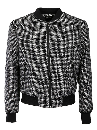 Shop Dolce & Gabbana Houndstooth Ribbed Bomber In Multicolor