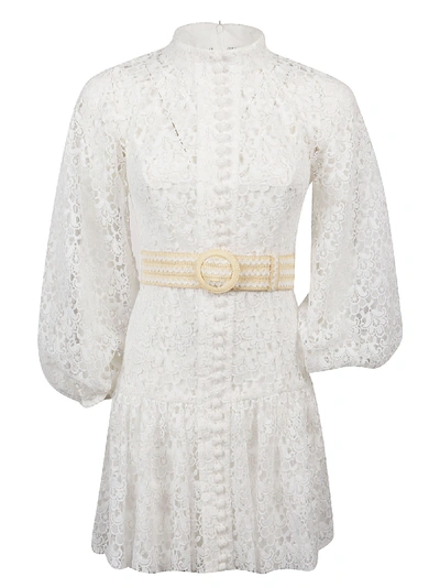Shop Zimmermann Empire Short Dress In Ivory
