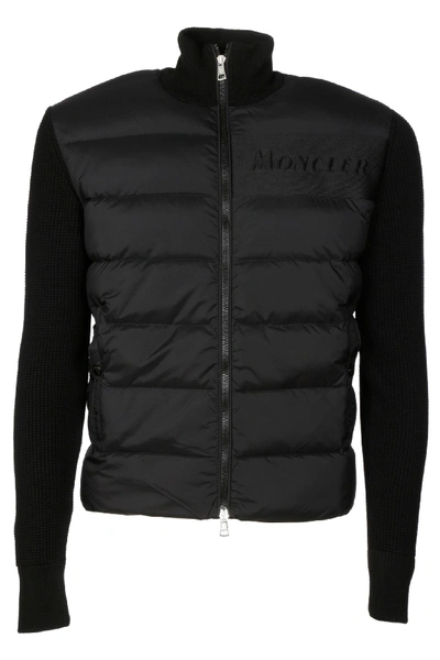 Shop Moncler Ribbed Padded Cardigan In Nero