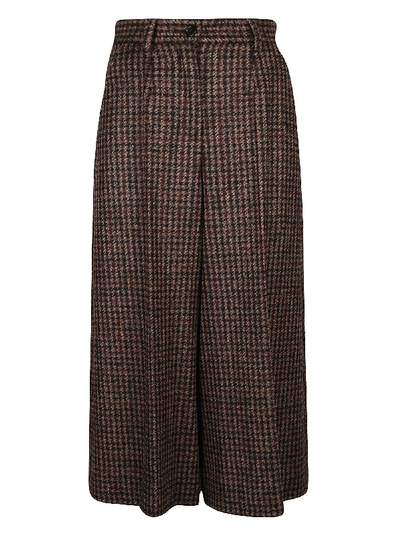 Shop Dolce & Gabbana Houndstooth Wide-leg Cropped Trousers In Tartan