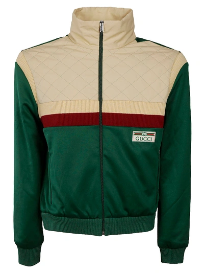 Shop Gucci High-neck Ribbed Jacket In Yard