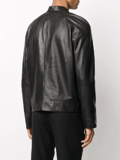 Shop Karl Lagerfeld Rue St Guillaume Leather Jacket In Black