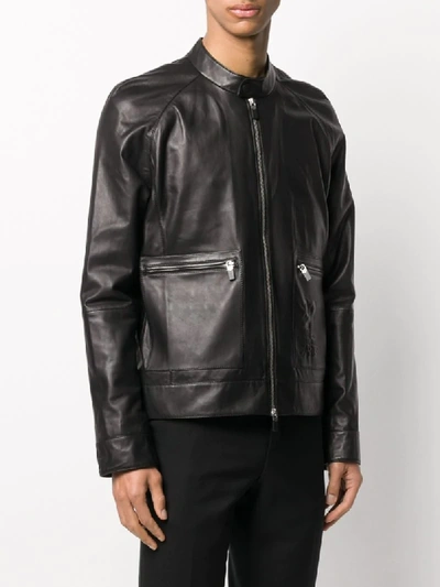 Shop Karl Lagerfeld Rue St Guillaume Leather Jacket In Black