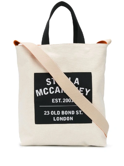 Shop Stella Mccartney Logo-patch Oversize Tote Bag In Neutrals