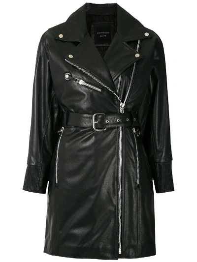 Shop À La Garçonne Leather Midi Jacket In Black
