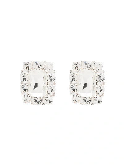 Shop Alessandra Rich Silver-tone Crystal Clip Earrings In Metallic