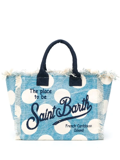 Shop Mc2 Saint Barth Polka-dot Print Tote In Blue