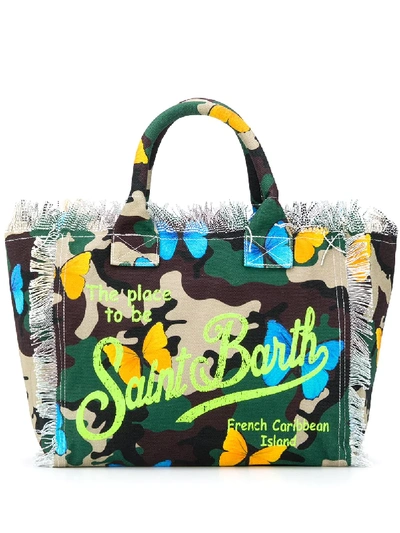 Shop Mc2 Saint Barth Camouflage Butterfly Beach Bag In Green