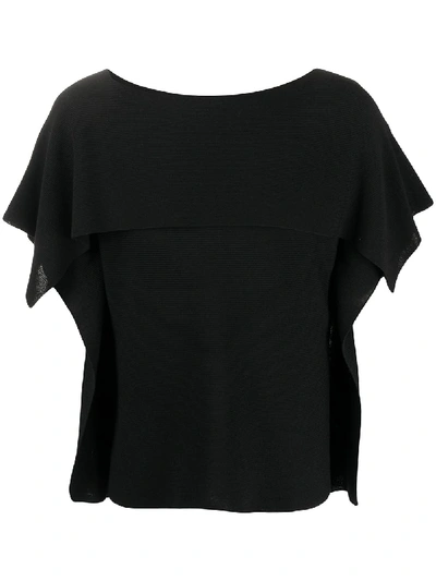 Shop 132 5. Issey Miyake Panelled Drape Sleeve Top In Black