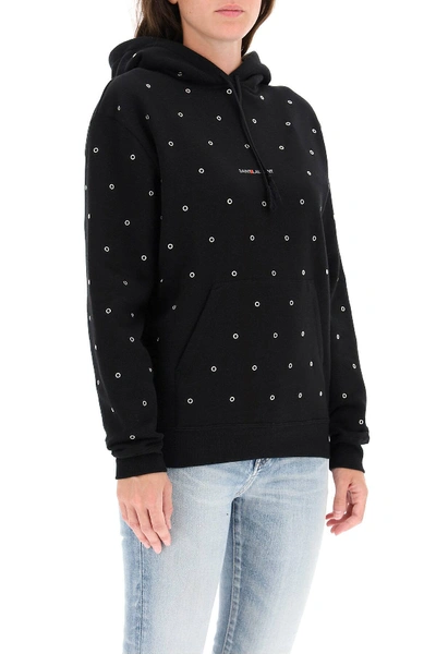 Shop Saint Laurent Hoodie With Eyelets In Black