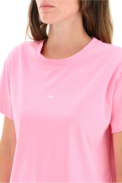 Shop Apc Jade T-shirt Micro Logo In Fuchsia,pink