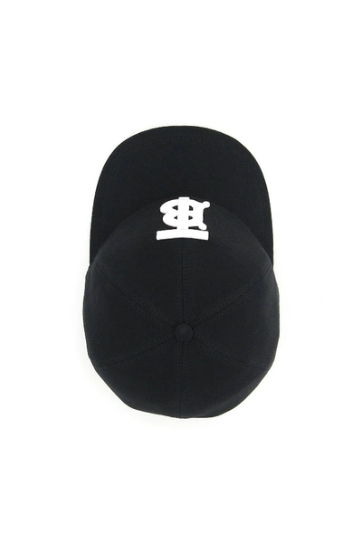 Shop Burberry Jersey Baseball Cap Tb In Black,white