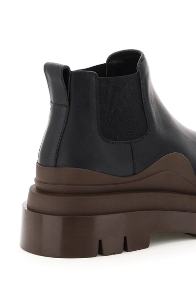 Shop Bottega Veneta Bv Tire Leather Chelsea Boots In Black,brown