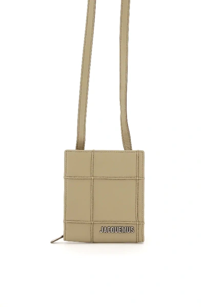 Shop Jacquemus Le Gadjo Wallet With Strap In Beige,khaki