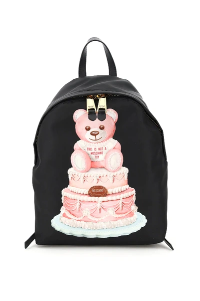 Shop Moschino Cake Teddy Bear Backpack In Black,pink
