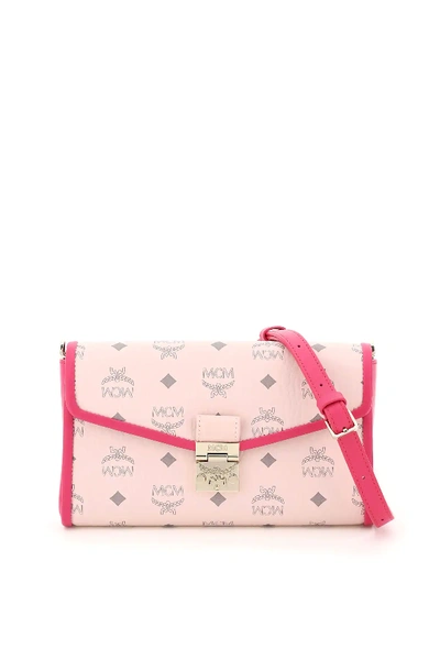 Shop Mcm Millie Visetos Crossbody Bag In Pink,grey,fuchsia