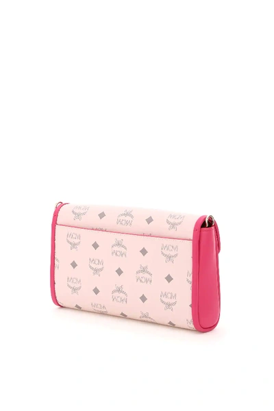 Shop Mcm Millie Visetos Crossbody Bag In Pink,grey,fuchsia